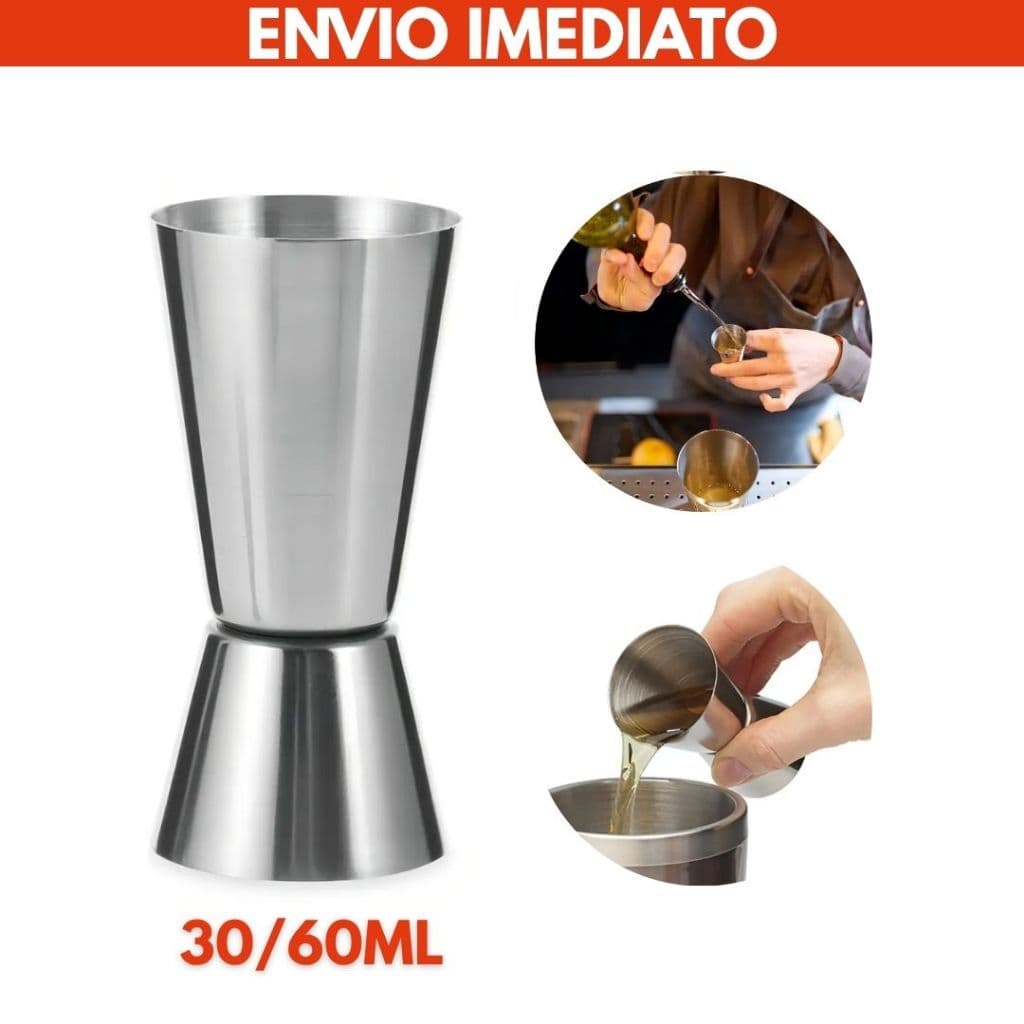 Copo Dosador Para Bebidas - Dosador Duplo Inox - Dispensador Duplo Americano - 30 x 60ml