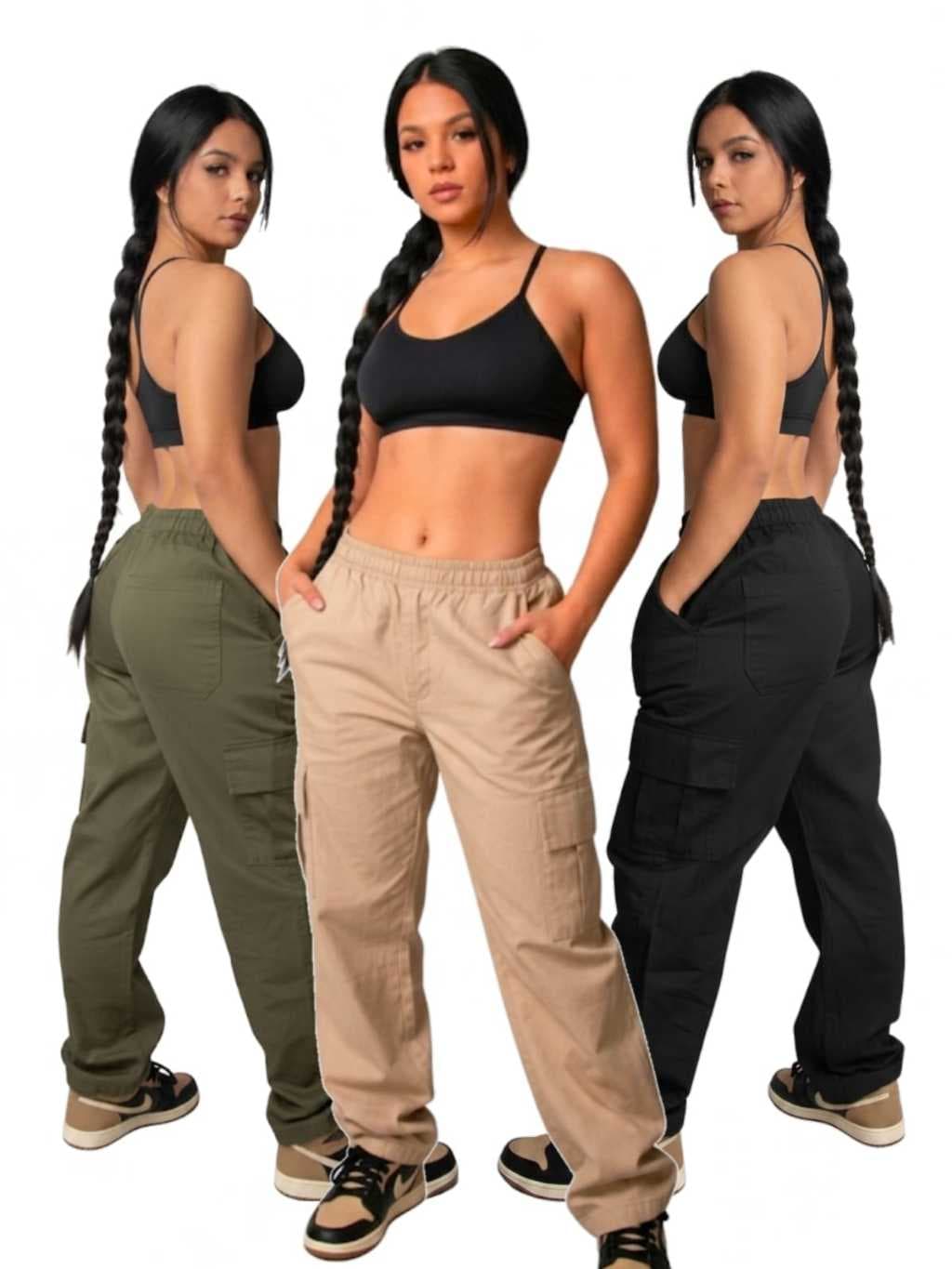 Calça Cargo Masculina Sarja Larga Roupas Masculinas Estilo Gringa