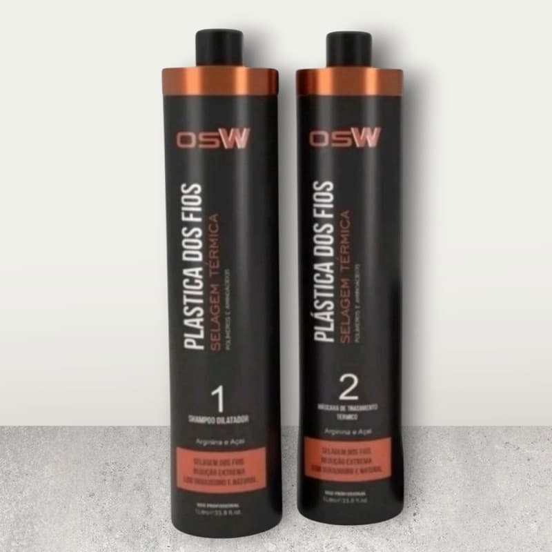 kit 2x1 Plástica dos fios selagem progressiva + Shampoo Osw 1 litro cada
