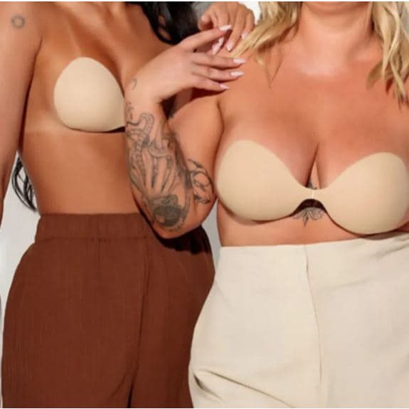 Sutiã de Silicone Invisível com Fecho Central Ajustável Discreto e Efeito Lifting Natural Fita Up