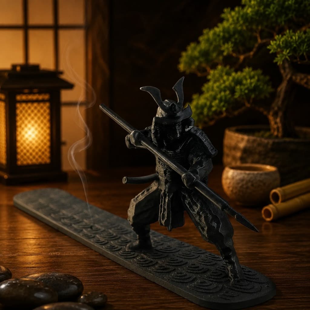 Porta Incensário Guerreiro Samurai Decorativo Zen