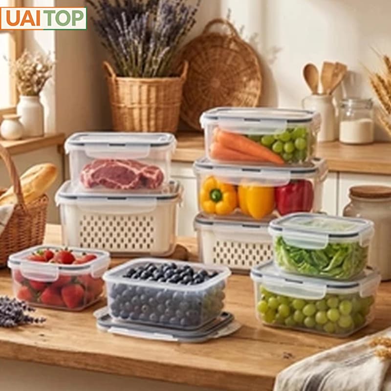 Kit 3 Organizadores Geladeira 850ML/1750ML/3300ML Alimentos Vegetais
