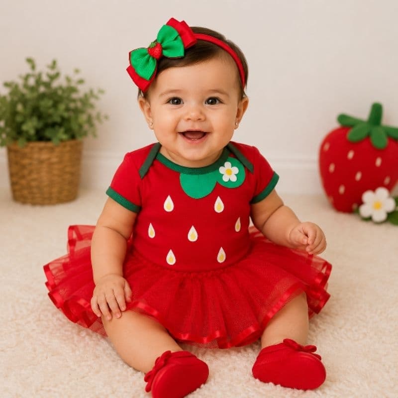 Kit Body Morango Fruta Bori Temático/mesversário Infantil