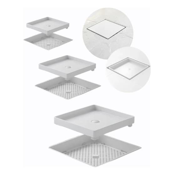Kit 3 Ralos Oculto Invisível 10x10 Cinza Claro