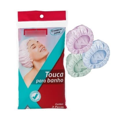 Touca de Banho com 3 unidades de cores lisas e sotidas