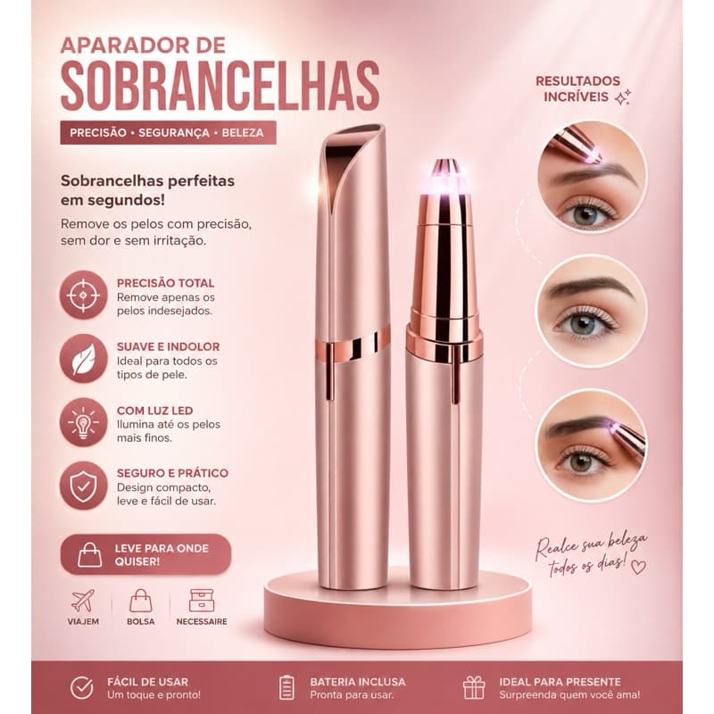 Caneta Depiladora Sobrancelha Elétrico Recarregável USB Bivo