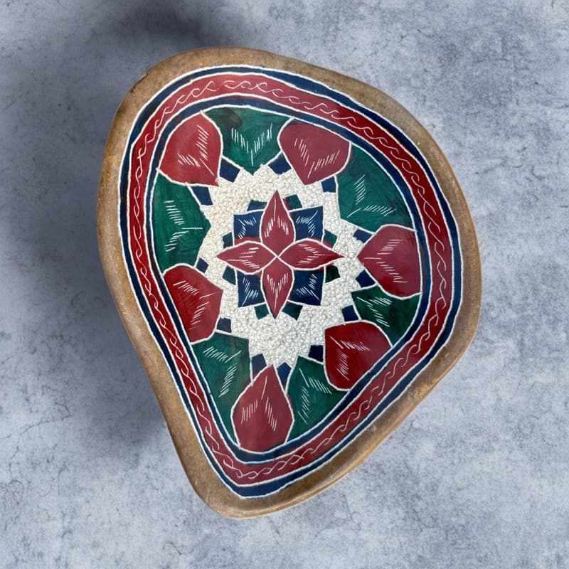 Bandeja Decorativa Pedra Sabão 24 cm Artesanal Bordada Elegante Mesa Sala Harmonia