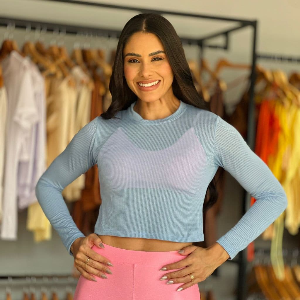 Cropped manga longa Academia Feminino Dry Fit Confortável RESPIRAVEL BLUSA Premium