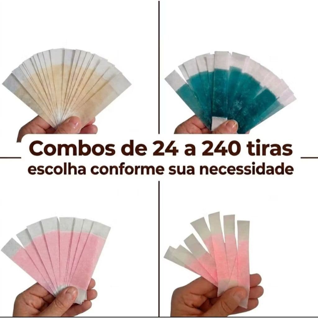24 a 240 tiras (12 a 120 duplas) Cera Pronta Design Sobrancelhas Facial Babosa Morango Hortela Mel