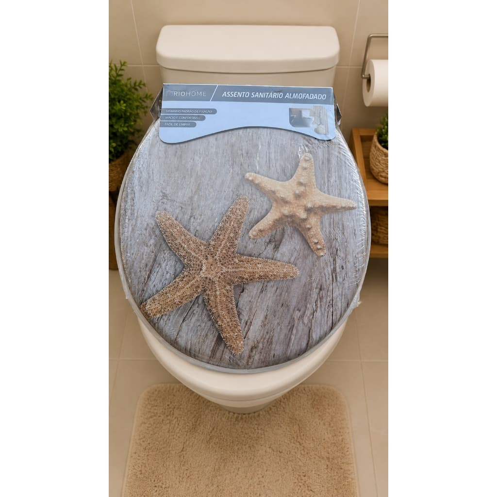 Assento Sanitário Universal Oval Marmorizado Macio Fácil Instalação Durável Confortável Banheiro
