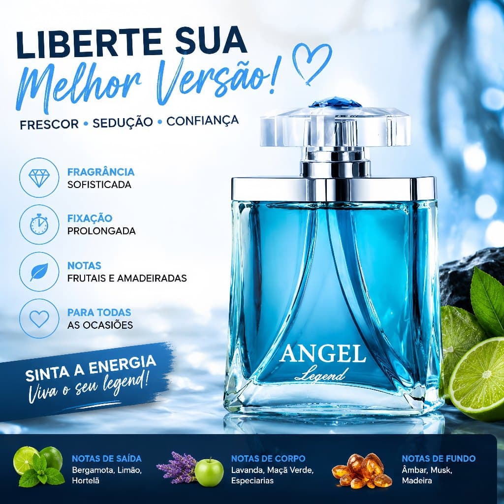 LONKOOM Legend Angel fragrância floral e amadeirada EDP Feminino  Elegante e Charmoso  Para Festas