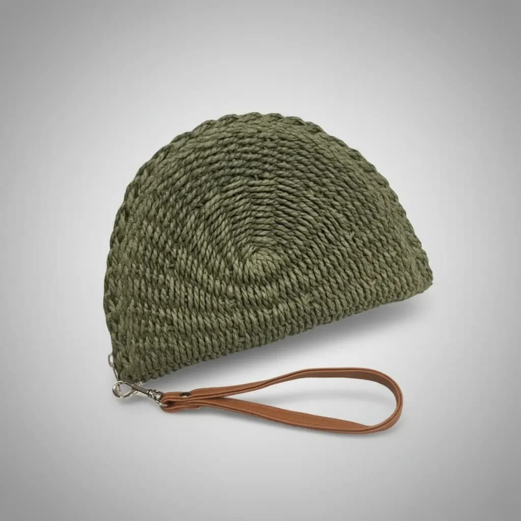 Bolsa Artesanal Palha  Carteira Alça Mão Leque Celular