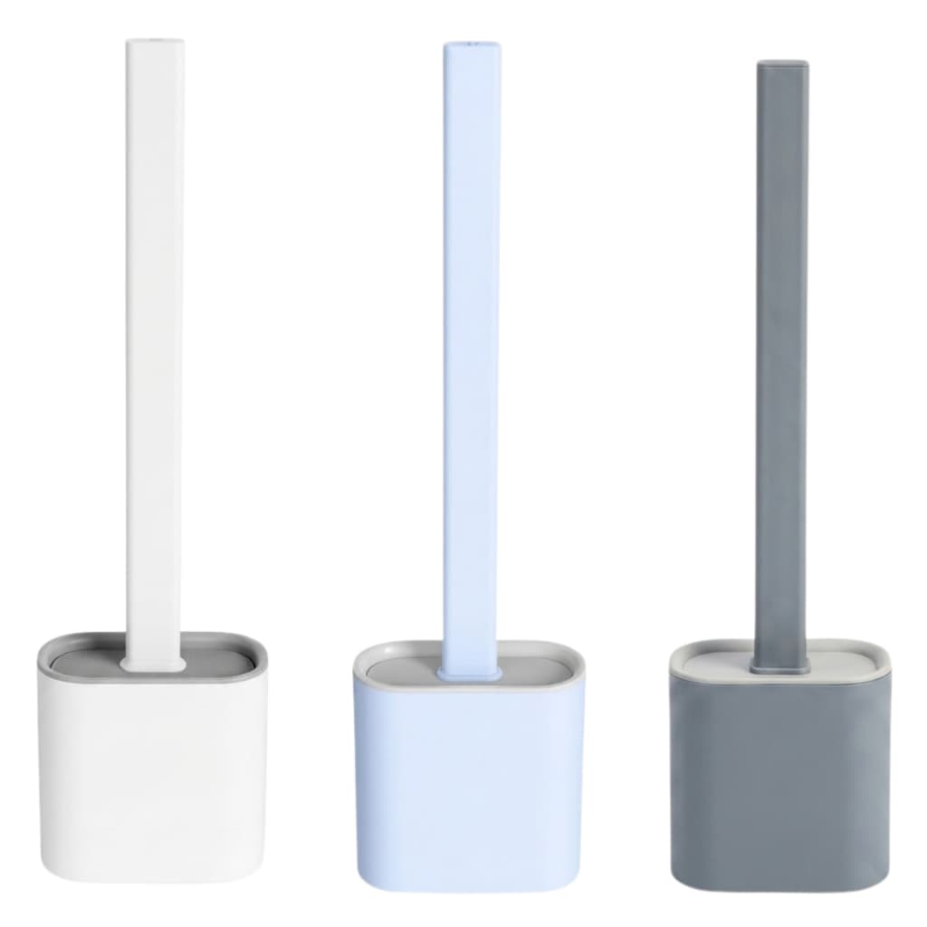 SYMEON Escova Sanitária Silicone Flexível C/ Suporte Autoadesivo Ventilado Limpeza de Vaso Sanitário