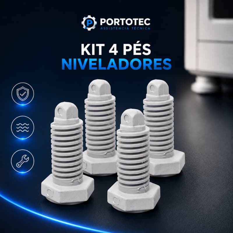 Kit 4 Pés Niveladores Lavadora Electrolux Original Regulável Máquina de Lavar