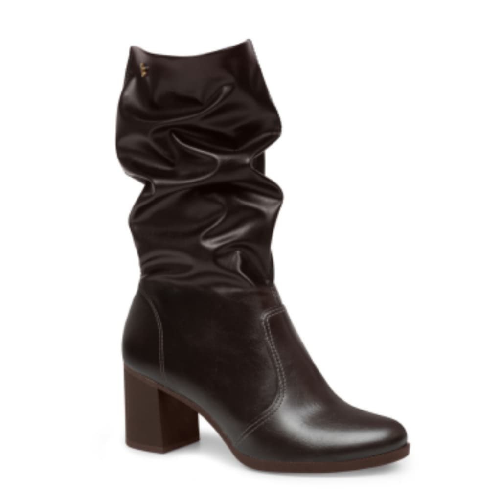 Bota Feminina Dakota Vieri Slouch Cano Médio Enrugada D2196 Salto Bloco Confortável Original
