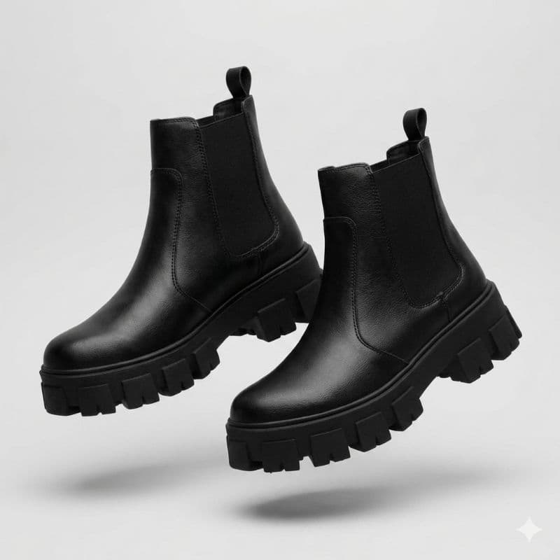 Bota coturno feminino chelsea tratorado tendência blogueira coturno inverno leve e confortável