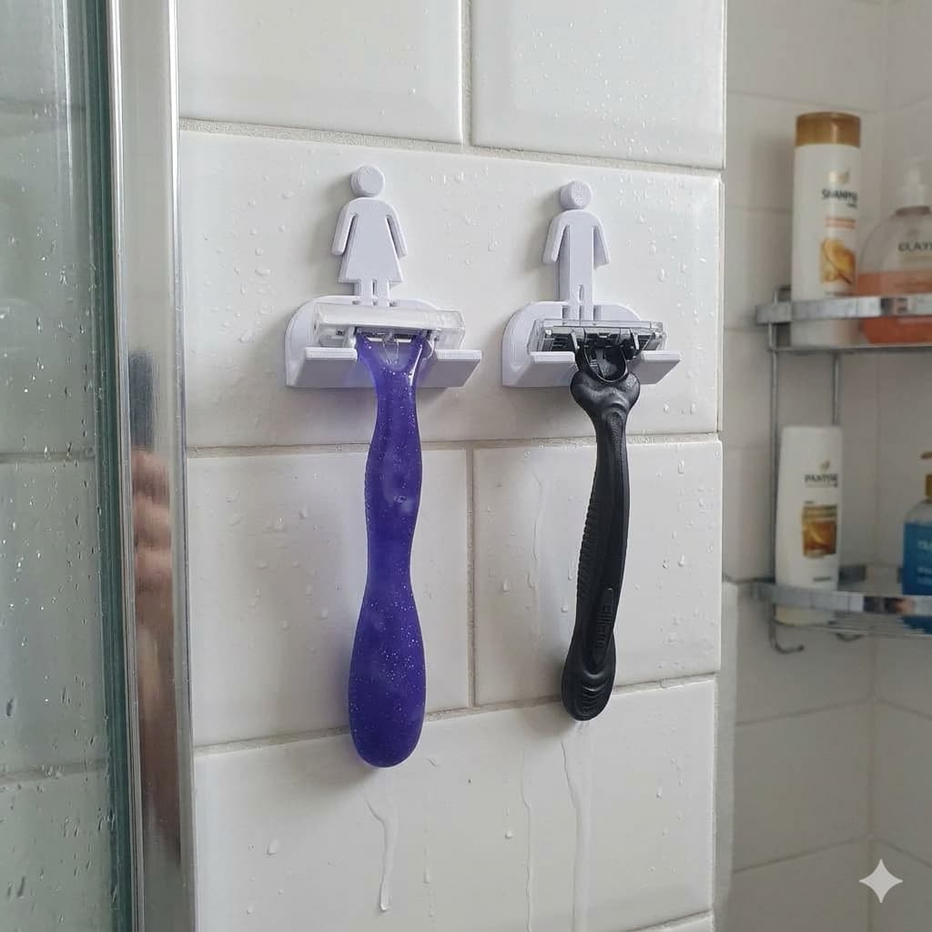 Suporte Lâmina de Barbear Gilete Prestobarba 3M Sem Furar Parede