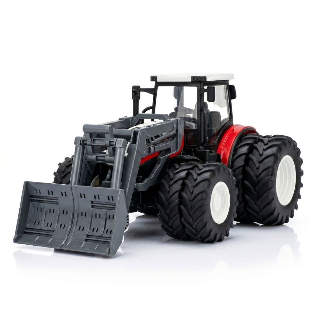 Trator Escavadeira de Controle Remoto 1:24 com Plaina Frontal e Faróis LED