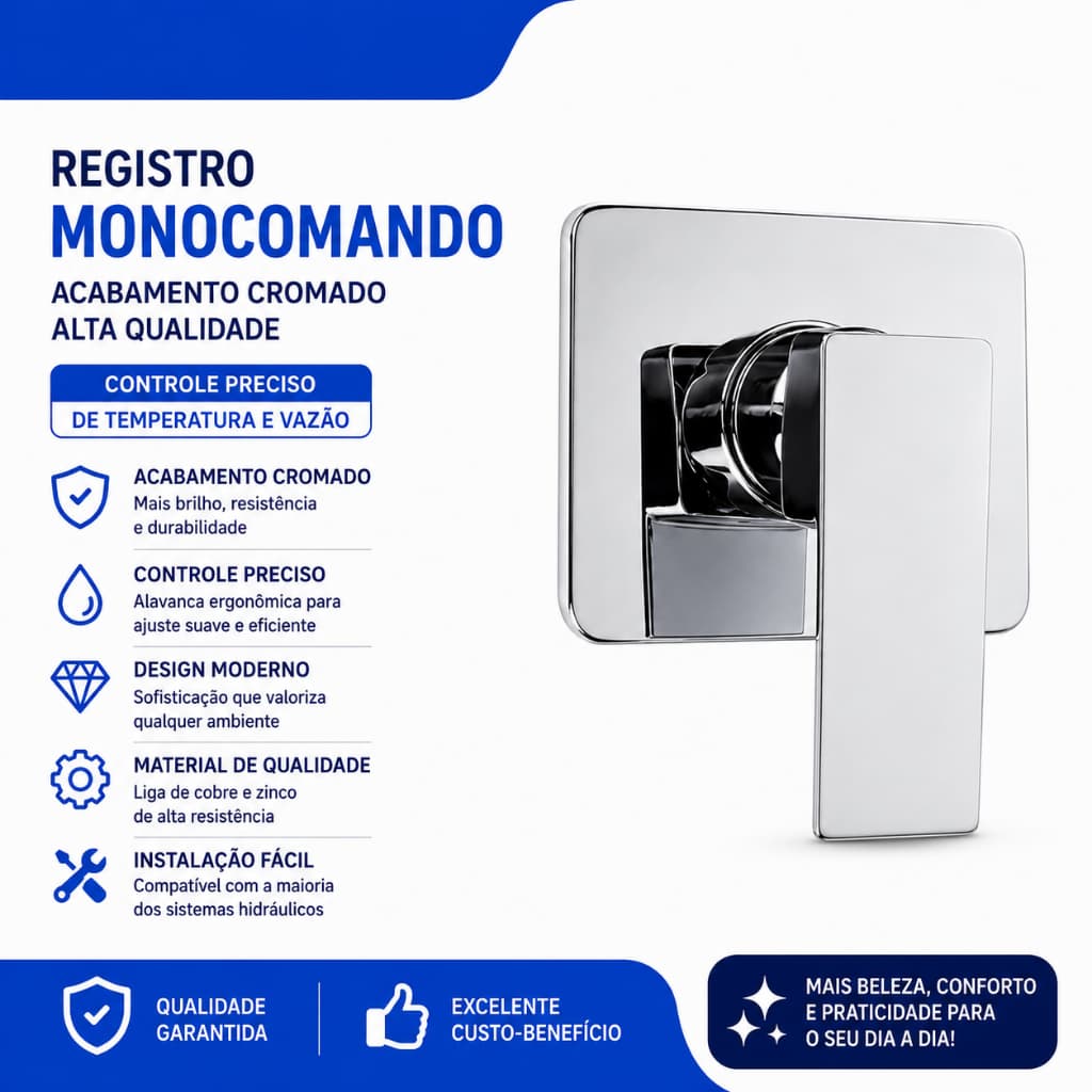 Acabamento Para Registro Deca Monocomando Cromado Super Luxo