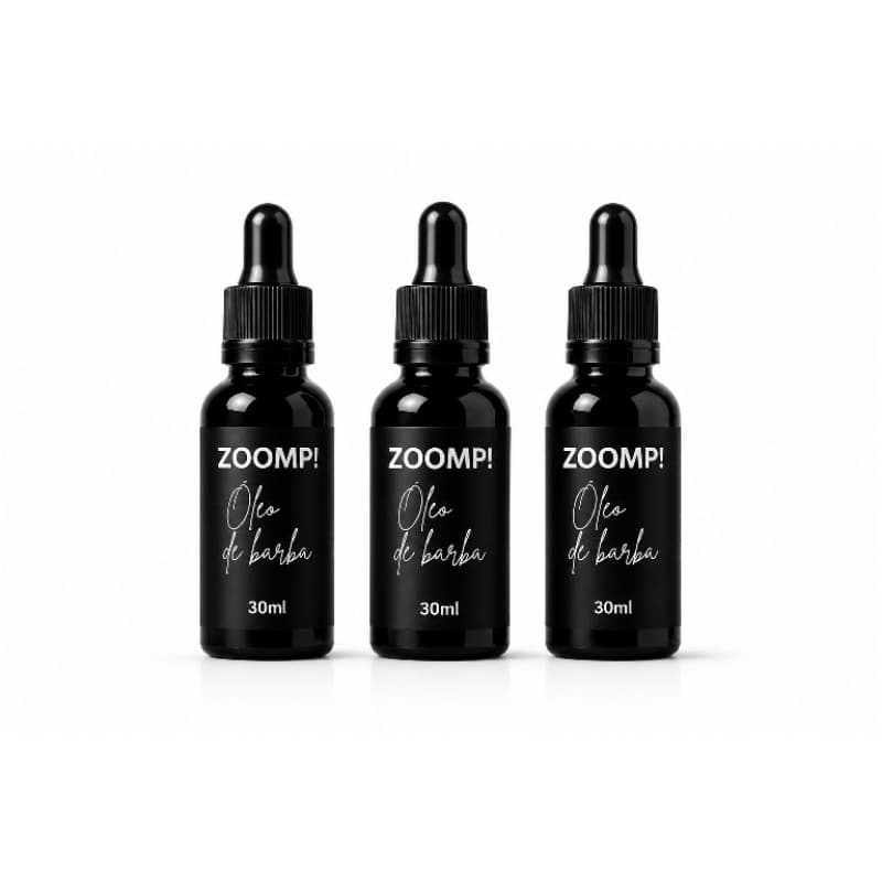 kit 3 Óleo de Barba ZOOMP 30 ml, maciez, brilho, revitalizante