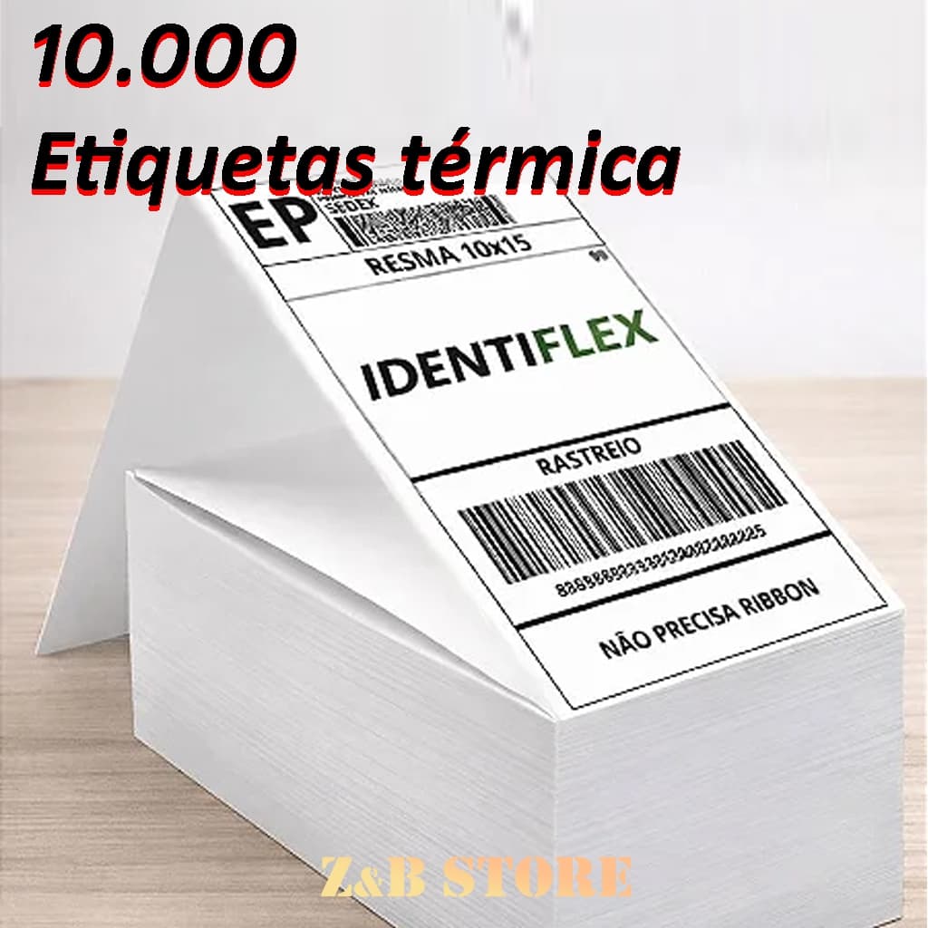 Etiqueta Térmica 10x15 ou 100x150mm Caixa com 10.000 Etiquetas Modelo Fanfold
