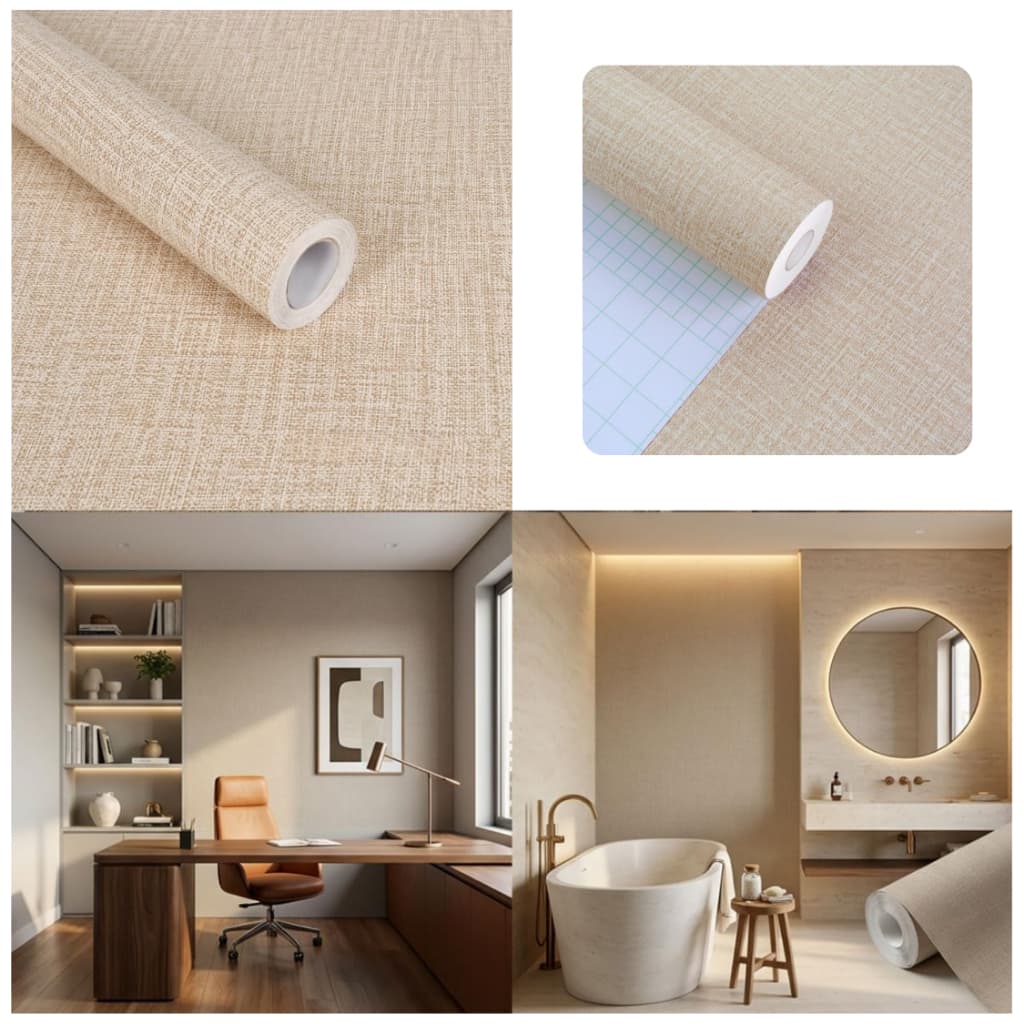 Papel Parede Linho 5 ou 10m Autocolante Texturizado Lavavel Adesivo 3D 0,45cm Largura