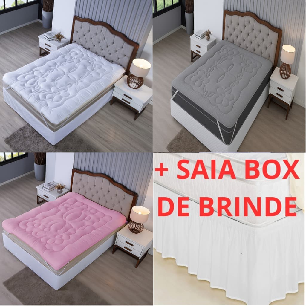 Pillow Top Extra Macio Para Colchão Casal Padrão Várias Cores.