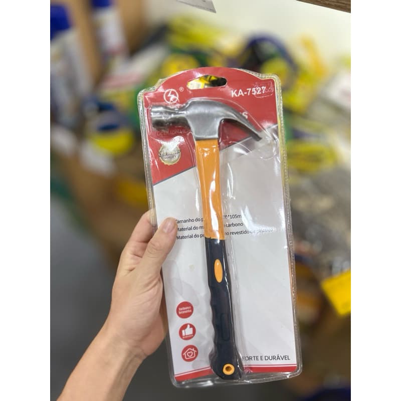 Martelo Unha 275mm Cabo Emborrachado Aço Carbono Resistente MiniMen MM-025 Para Carpintaria Obras