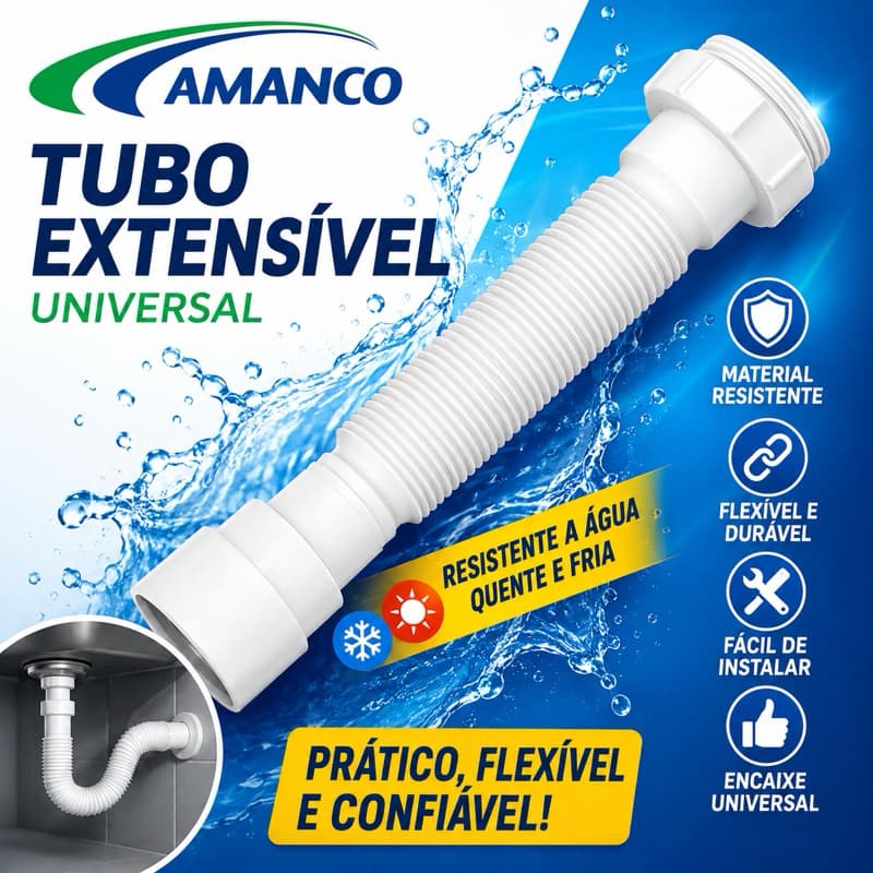 Sifão Extensível Universal Sanfonado Para Pia Tanque E Lavatório