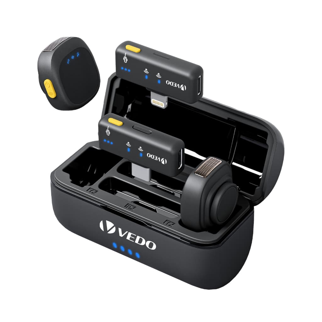 VEDO Microfone De Lapela Duplo Compatível iPhone Android 4 in 1 Microfone De Lapela