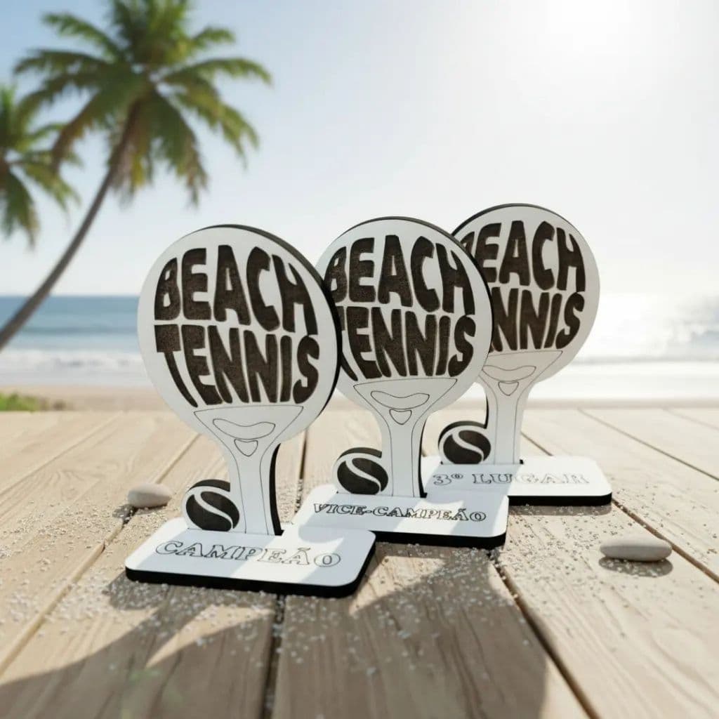 6 Troféus Beach Tennis Para Campeão Vice E 3º Lug -2 De Cada
