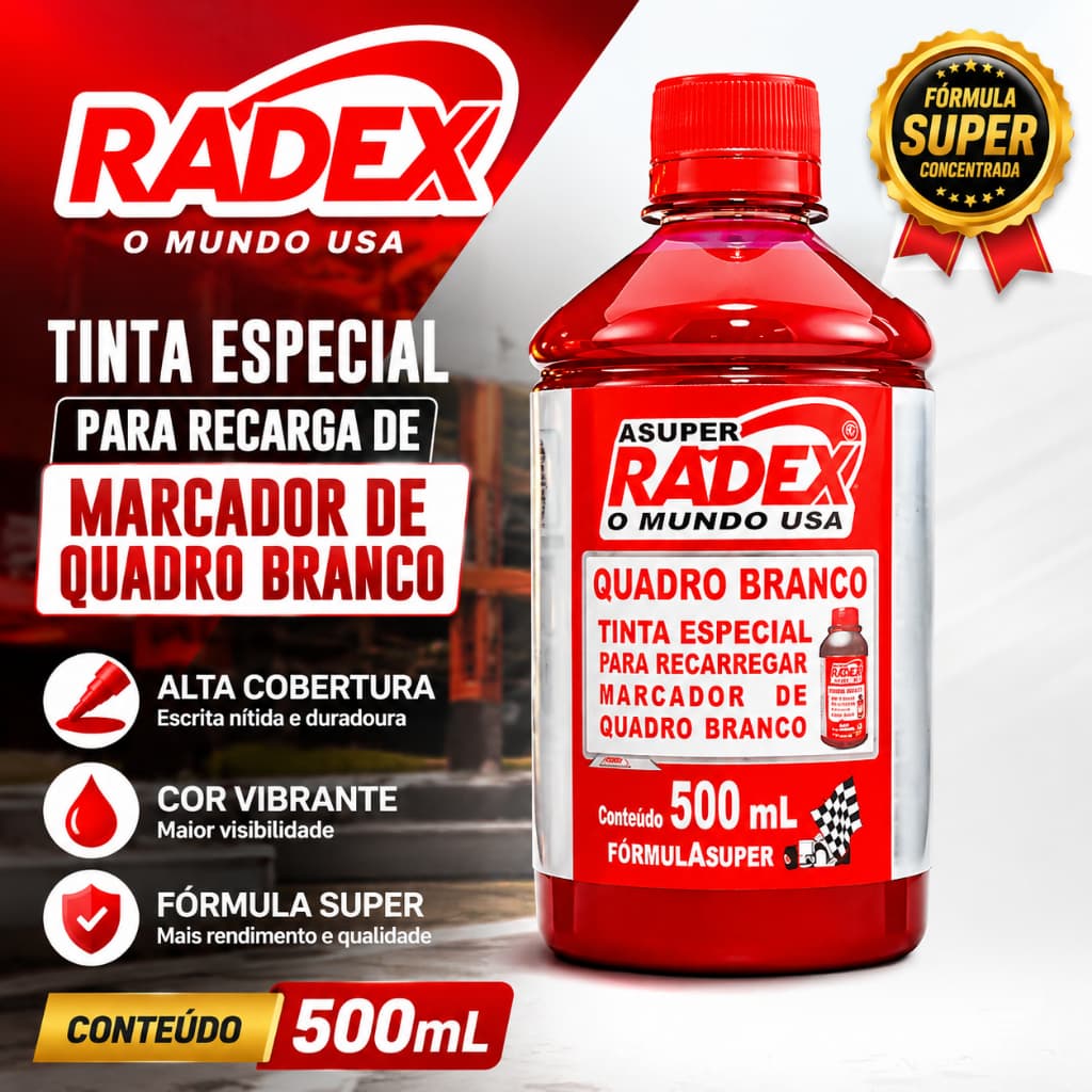 Tinta para Marcador de Quadro Branco Radex Original Rende Muito Queima De Estoque