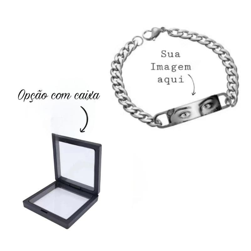 Pulseira Bracelete Aço inoxidável Foto olhar Imagem Personalizada Masculino Feminino
