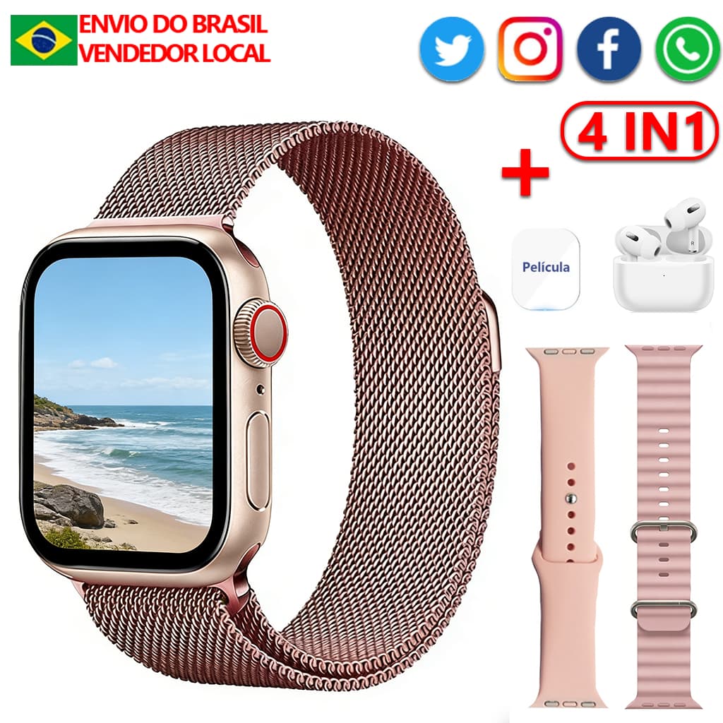 Novo relógio inteligente+fones de ouvido suportam chamadas Bluetooth 4 em 1 teste de pressão arterial Envio de São Paulo