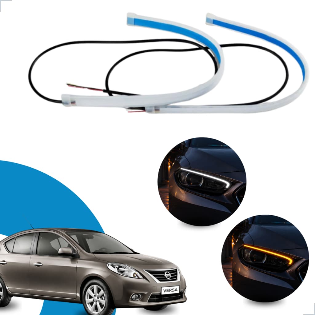 Kit Fitas Led DRL Farol + Seta 12v 60cm Versa 2011 2012 2013 2014 2015 2016 2017 2018 2019