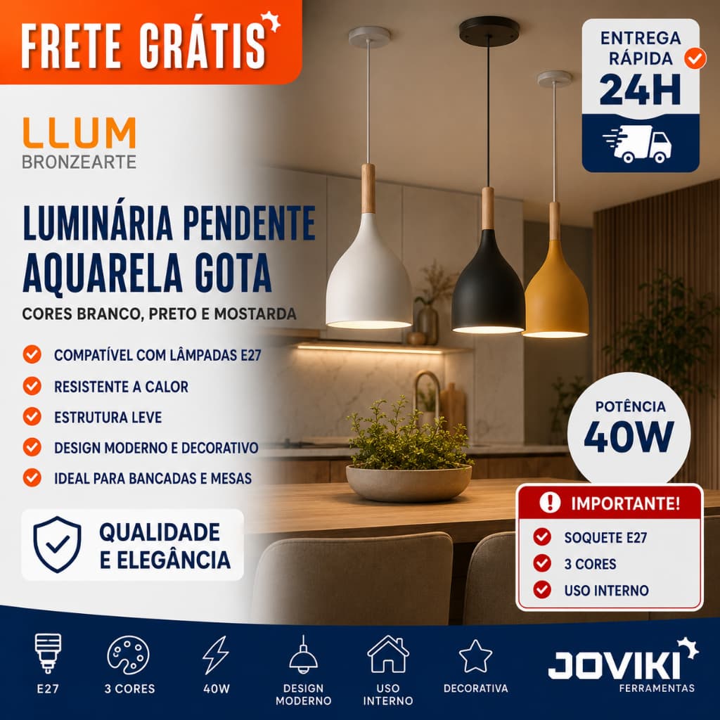 Luminária Pendente de LED Aquarela Gota