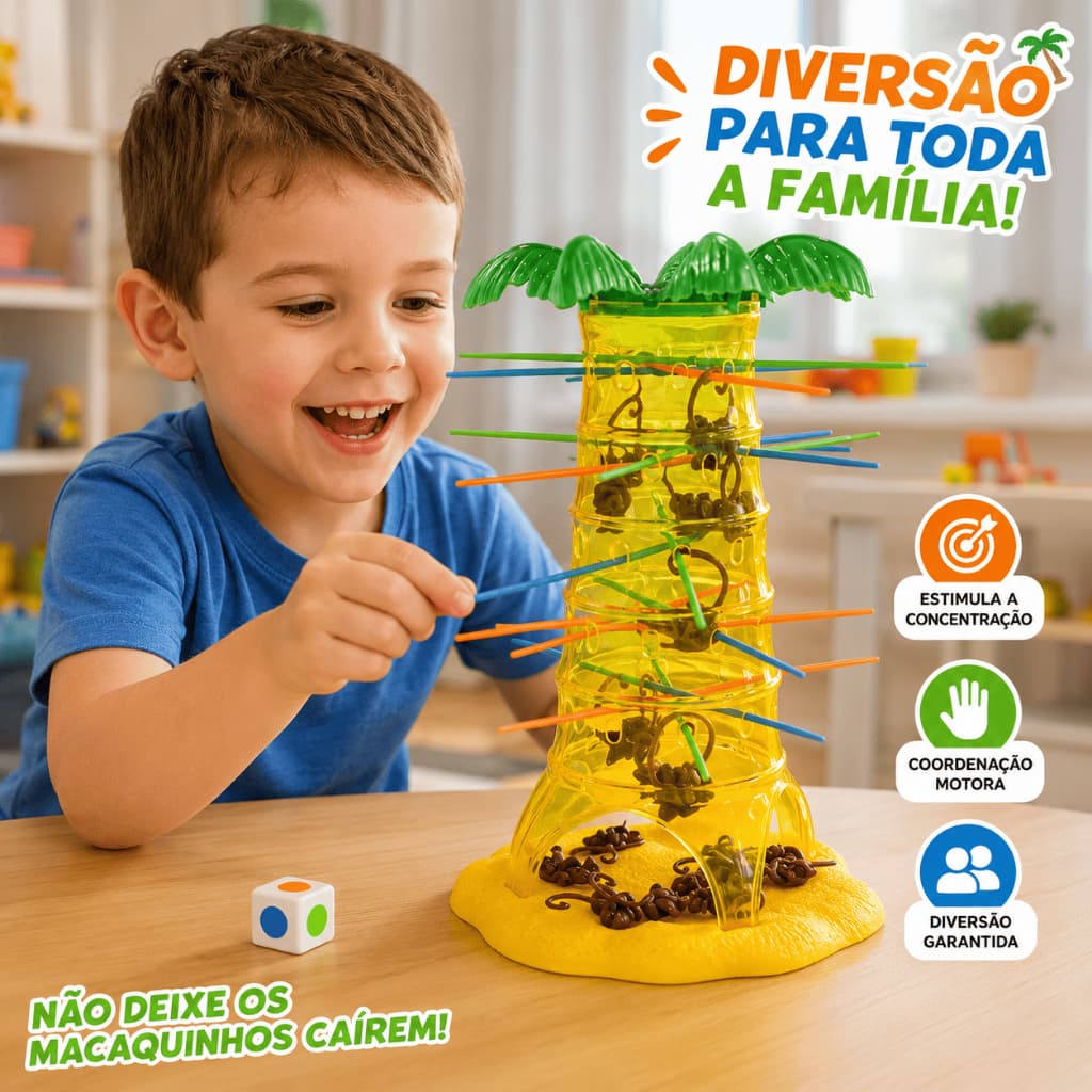 Jogo Pula Macaco Brinquedo Infantil Cada Macaco No Seu Galho menina menino Interativo Educativo