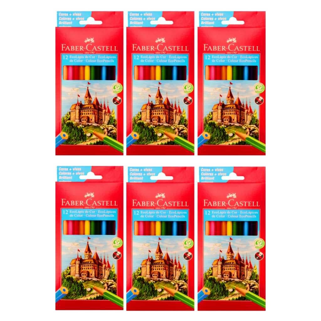Kit 6un Lápis de cor Faber-Castel sextavado 12 Cores