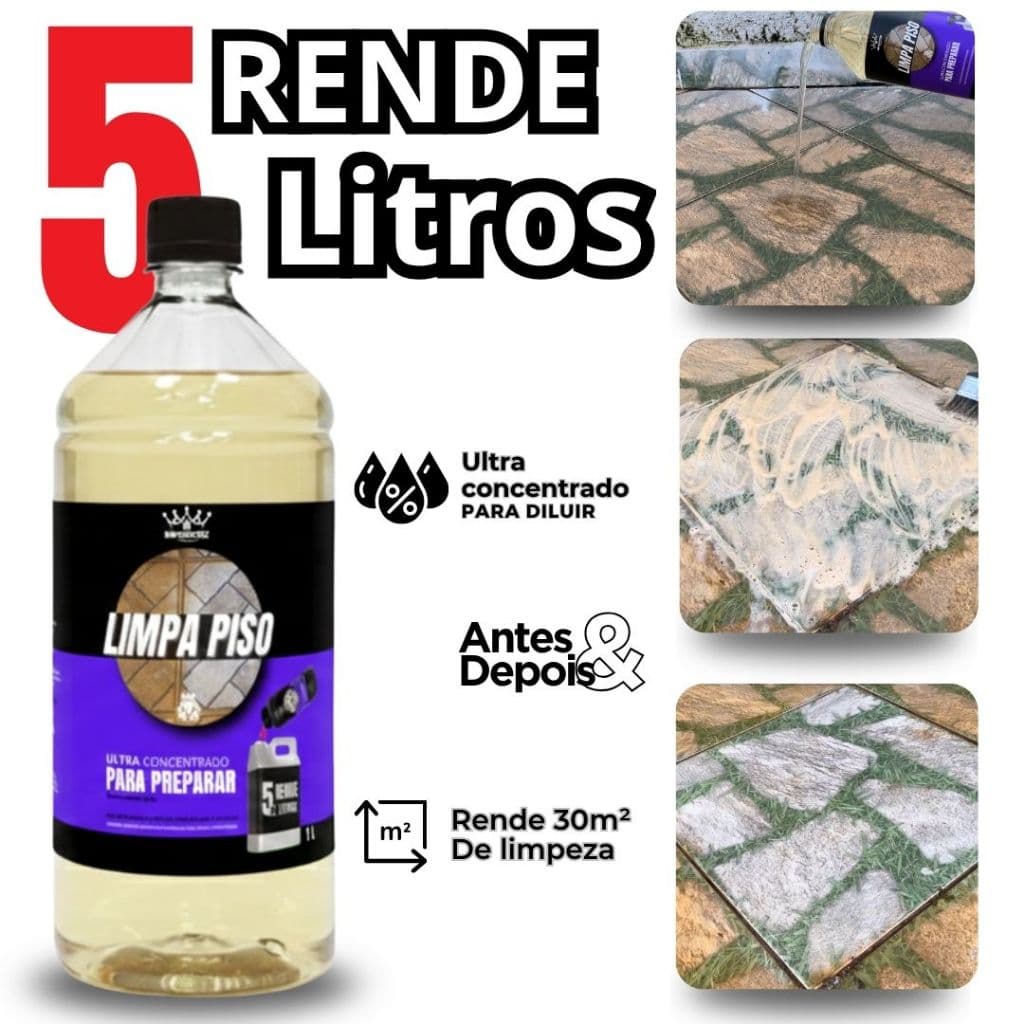 Limpa Piso Concentrado Rende 5 LITROS  Removedor Encardido Tira Sujeira