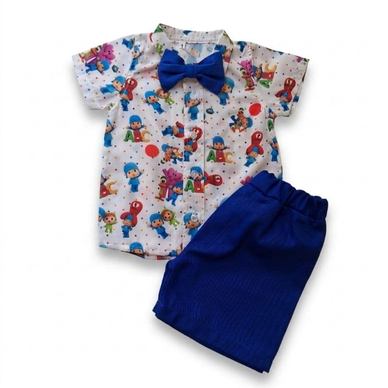 conjunto temático Pocoyo infantil com gravata festa aniversário infantil  acompanha estojo