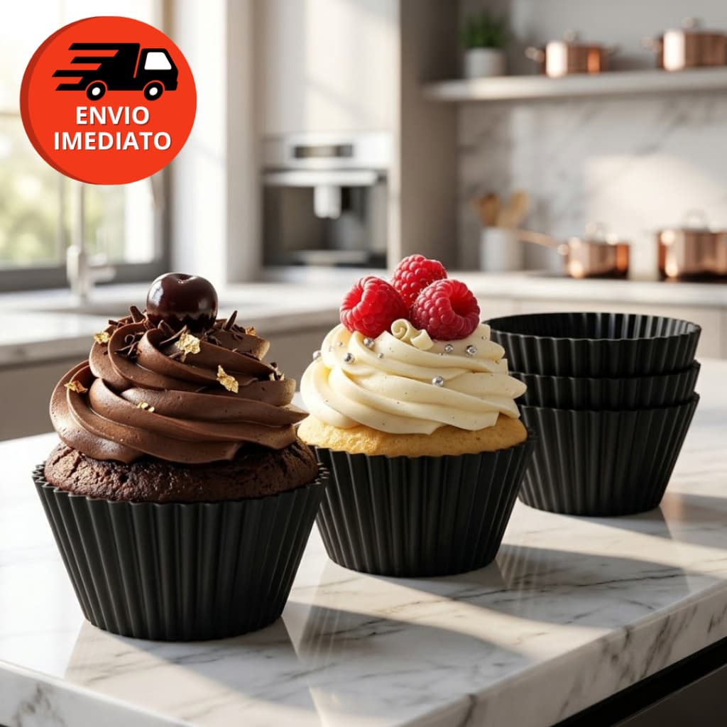 Kit Forma Individual Silicone Cupcake Muffin Forminha Redonda Air Fry Microondas Assadeira Bolinho