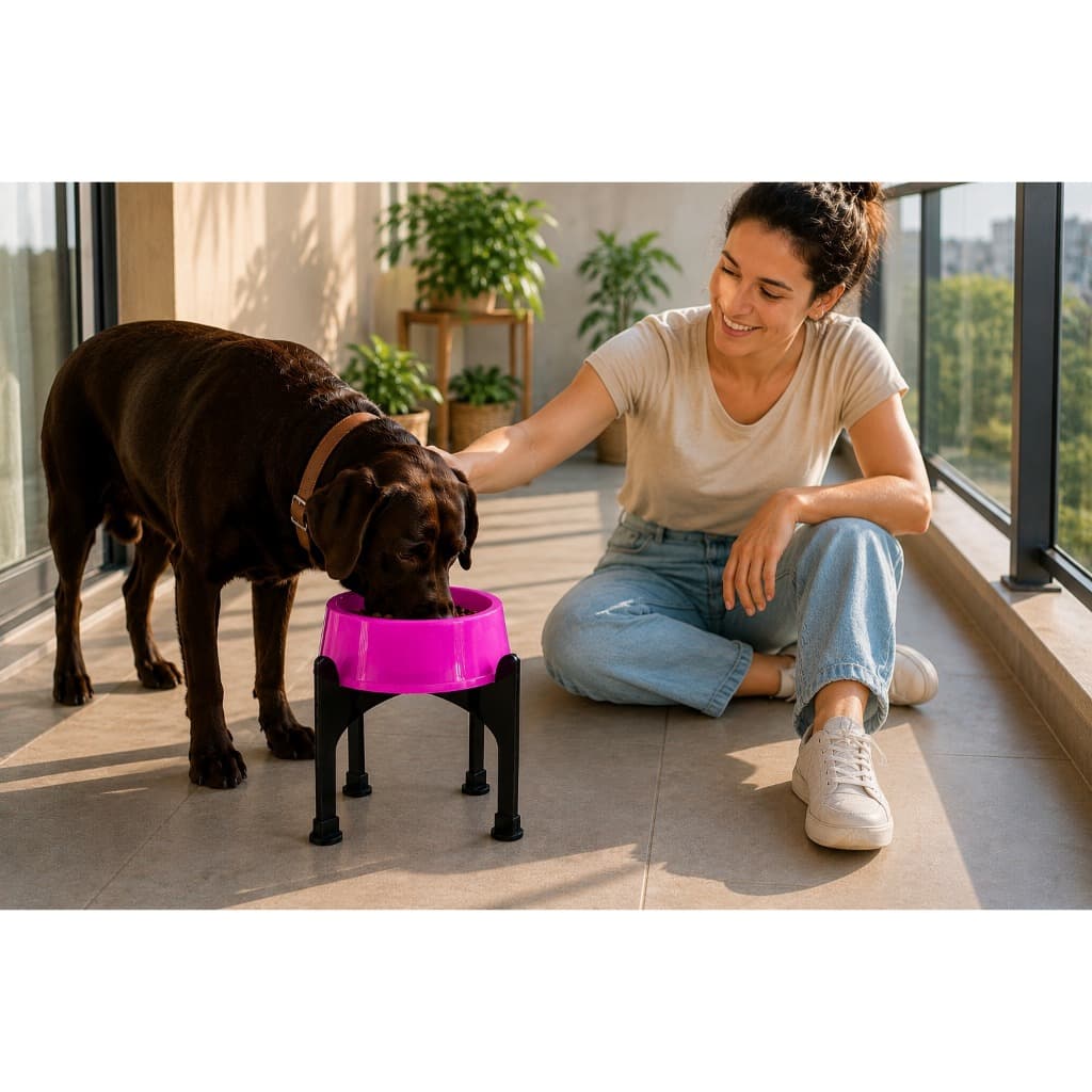 Kit Comedouro para Cachorro G Color + Suporte Alto Porte G Preto 1.500 ml BPA free