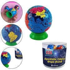 Apontador Escolar Com Depósito Globo Terrestre Kaz