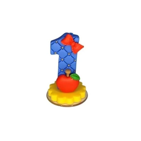 Vela Branca de Neve Aniversário Biscuit Número Decoração Festa Bolo Maçã Laço Princesa Disney