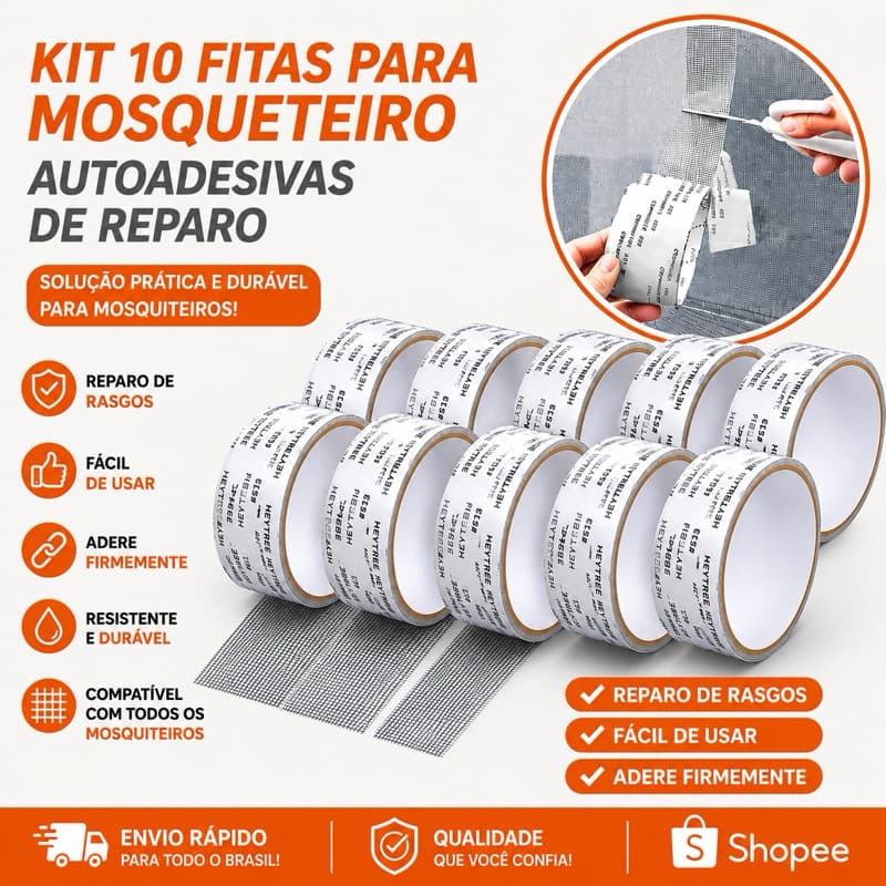 10x Fitas Adesiva Para Reparo de Telas Mosqueteiras – BOM1349