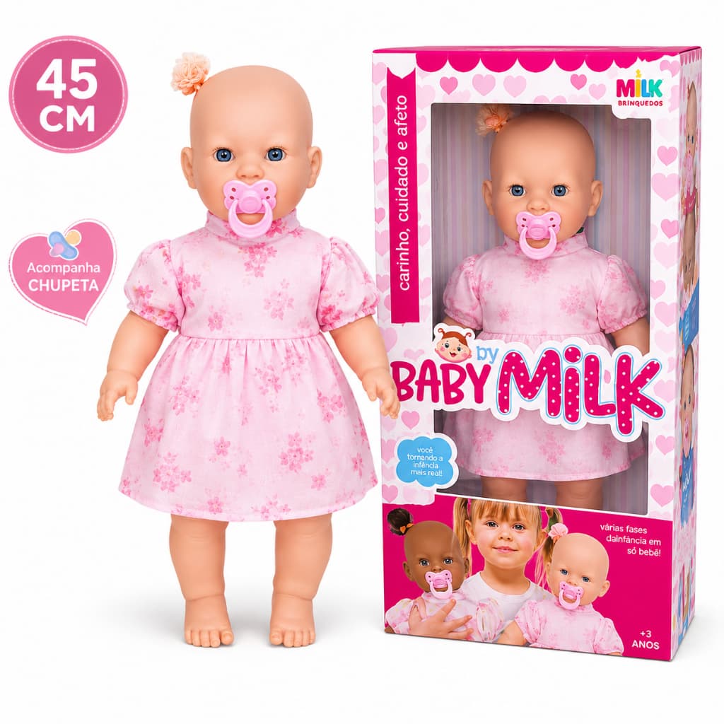 Boneca Grande Bebe Baby By Macia Boneca com Chupeta Brinquedo Infantil Tipo Boneca Reborn