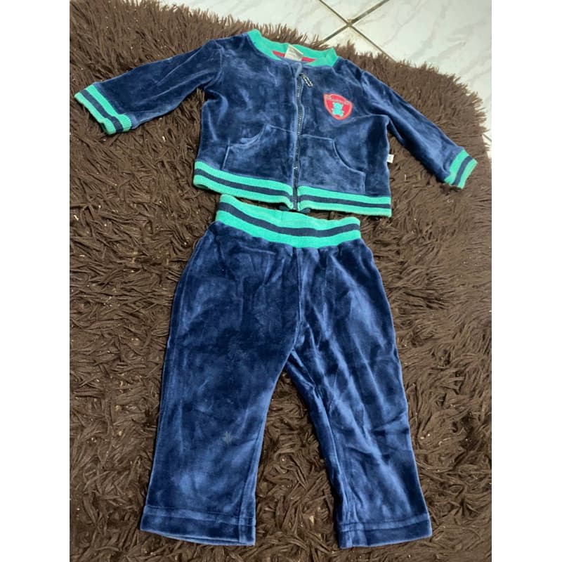 Conjunto pro frio infantil masculino em veludo quentinho, blusa/calça T 6/9 meses marca TEDDY BOOM