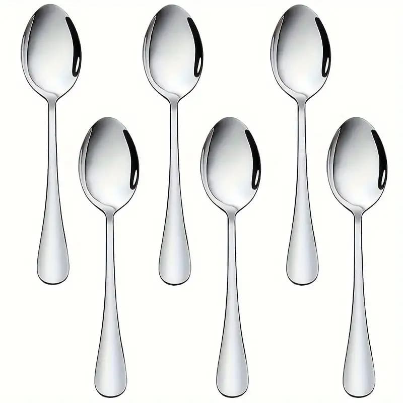Kit C/6 Colher De Sobremesa Aço Inoxidável Cozinha Aparelho Restaurante Bufffet Faqueiro
