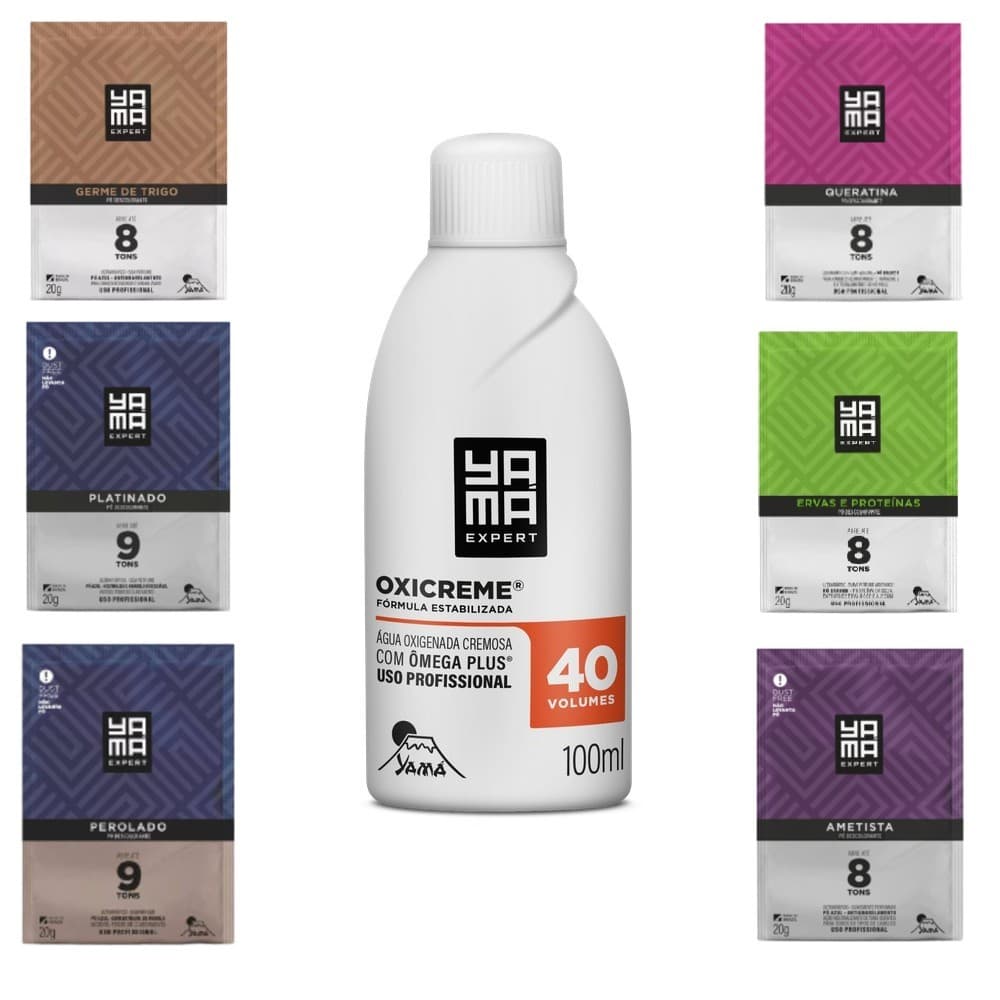 Kit Pó Descolorante 20G + Água Oxigenada 40VOL 100ml Descolorante Clareador Pelos Yama