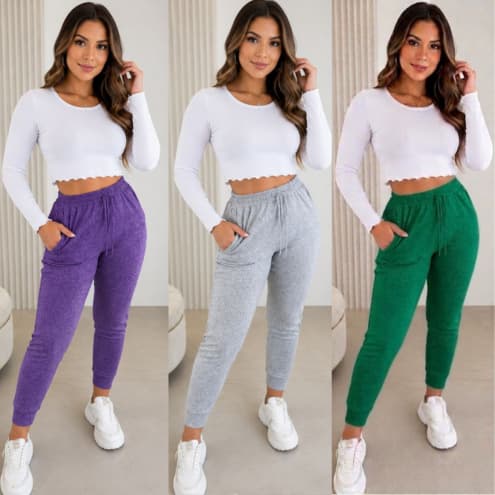 Calça Jogguer Feminina Lanzinha Quentinha C/ Elástico Roupa de Frio Moda Oferta